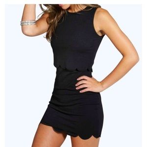 Maroon scalloped boohoo dress